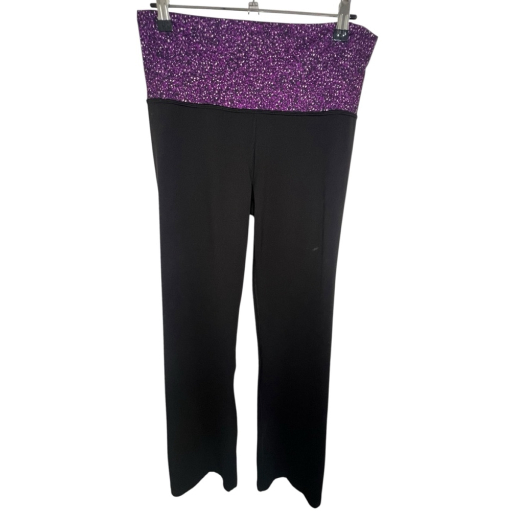Lululemon Purple And Black Groove Pants Flared With Static Waistband